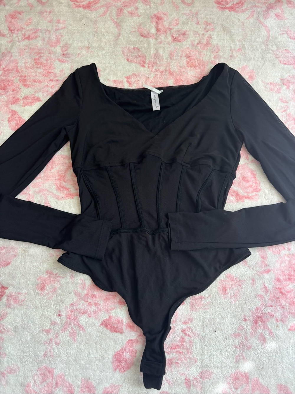 Urban Outfitters corset sheer bodysuit with long sleeves